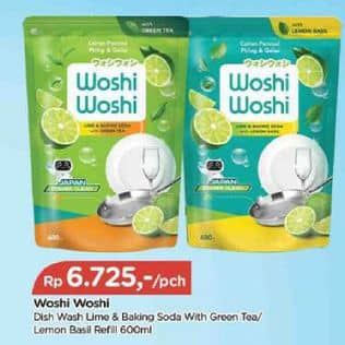 Promo Harga Woshi Woshi Dishwash  Green Tea, Lime Lemon Basil 600 ml - TIP TOP