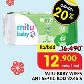 Promo Harga Mitu Baby Wipes Antiseptic Refreshing Lime 50 pcs - Superindo