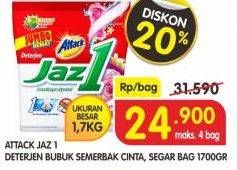 Promo Harga ATTACK Jaz1 Detergent Powder Semerbak Cinta, Pesona Segar 1700 gr - Superindo