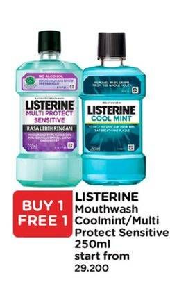 Promo Harga Listerine Mouthwash Antiseptic Cool Mint, Multi Protect Sensitive 250 ml - Watsons