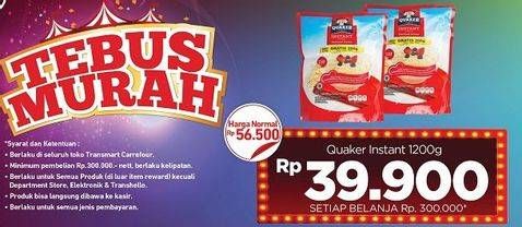 Promo Harga Quaker Oatmeal Original 1200 gr - Carrefour