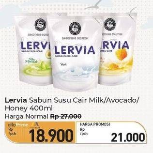 Promo Harga Lervia Sabun Cair Susu  Original, Plus Avocado, Plus Honey 400 ml - Carrefour