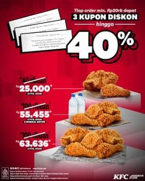 Promo Harga 3 Kupon Diskon hingga 40%  - KFC