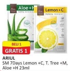 Promo Harga ARIUL Face Mask Lemon + C, Tea Tree + M, Aloe 23 ml - Alfamart