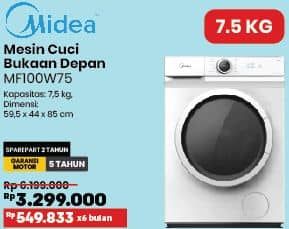 Promo Harga Midea Front Loading Washer - MF100W75  - COURTS