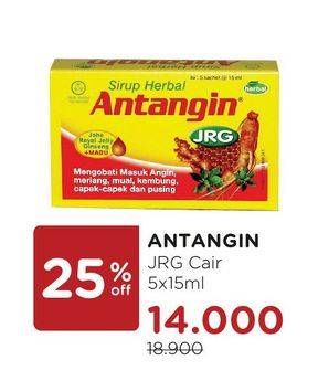 Promo Harga ANTANGIN JRG Syrup Herbal per 5 sachet 15 ml - Watsons