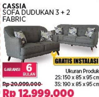 Promo Harga Courts Cassia Sofa Dudukan 3 + 2 Fabric   - COURTS