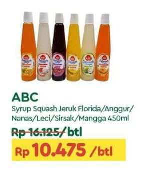 Promo Harga ABC Syrup Squash Delight Jeruk Florida, Anggur, Nanas, Leci, Sirsak, Mangga 460 ml - TIP TOP