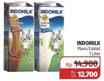 Promo Harga Indomilk Susu UHT Full Cream Plain, Cokelat 1000 ml - Lotte Grosir