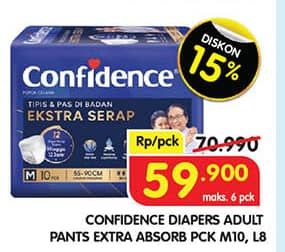 Promo Harga Confidence Adult Pants Slim & Fit Extra Absorb L8, M10 8 pcs - Superindo