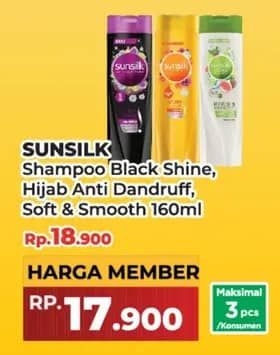Promo Harga Sunsilk Shampoo Black Shine, Anti Ketombe Activ-Infusion, Soft Smooth 160 ml - Yogya