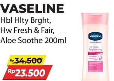 Promo Harga Vaseline Body Lotion Aloe Fresh, Fresh Fair Cooling UV 200 ml - Alfamart