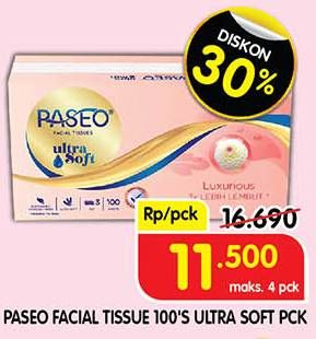 Promo Harga Paseo Facial Tissue Ultra Soft 100 sheet - Superindo