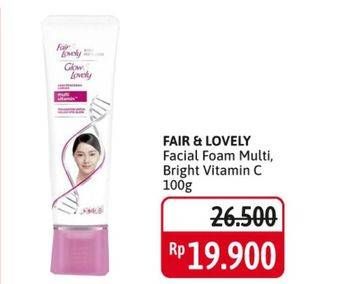 Promo Harga GLOW & LOVELY (FAIR & LOVELY) Facial Foam Brightening Multi Vitamin, Bright C Glow Vitamin C 100 gr - Alfamidi