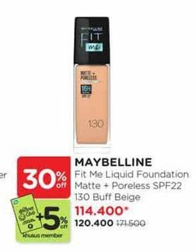 Promo Harga Maybelline Fit Me! Matte + Poreless Liquid Matte Foundation 30 ml - Watsons