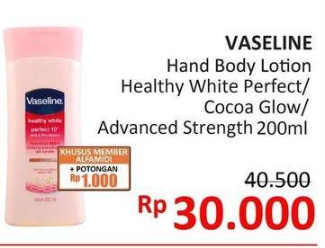 Promo Harga VASELINE Intensive Care Healthy White, Cocoa Glow, Advance Strenght 200 ml - Alfamidi