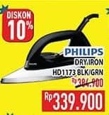 Promo Harga Philips HD 1173 | Dry Iron Black, Green  - Hypermart