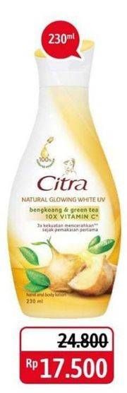 Promo Harga CITRA Hand & Body Lotion Natural Glowing White UV Bengkoang Green Tea 230 ml - Alfamidi