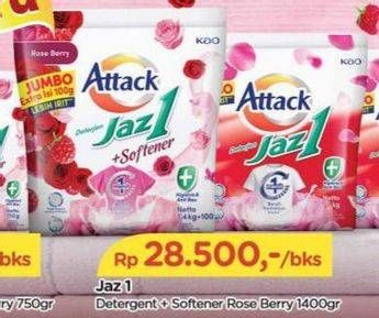 Promo Harga Attack Jaz1 Detergent Powder +Softener Rose Berry 1400 gr - TIP TOP