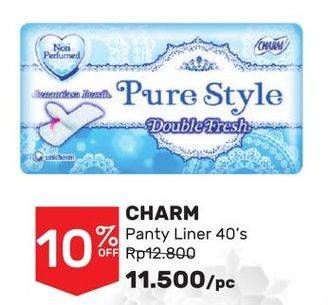 Promo Harga Charm Pure Style Double Fresh NonParfume 40 pcs - Guardian