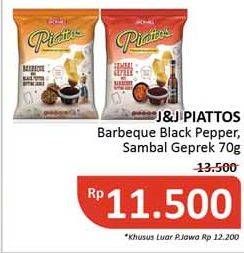 Promo Harga PIATTOS Snack Kentang Barbeque With Black Pepper, Sambal Geprek 70 gr - Alfamidi