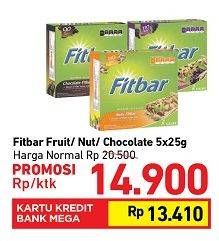Promo Harga FITBAR Makanan Ringan Sehat Fruit, Nuts, Choco per 5 pcs 25 gr - Carrefour