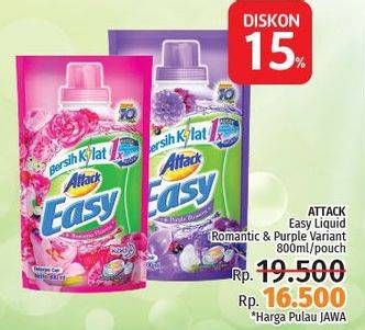 Promo Harga ATTACK Easy Detergent Liquid Romantic Flower, Purple Blossom 800 ml - LotteMart