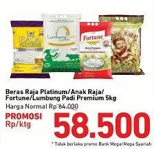 Promo Harga Raja Beras Platinum/Anak Raja/Fortune/Lumbung Padi Premium  - Carrefour