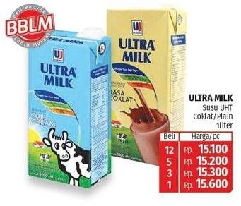 Promo Harga ULTRA MILK Susu UHT Coklat, Full Cream 1000 ml - Lotte Grosir