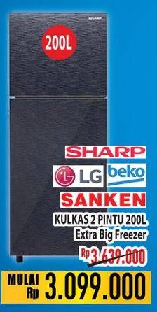 Promo Harga SHARP, LG, BEKO, SANKEN, Kulkas 2 Pintu Extra Big Freezer  - Hypermart