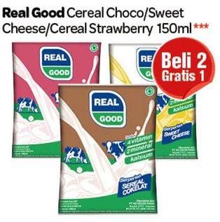 Promo Harga REAL GOOD Susu UHT Sweet Cheese, Choco, Cereal Strawberry 150 ml - Carrefour