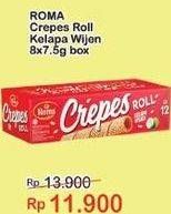 Promo Harga ROMA Crepes Roll Kelapa Wijen per 12 pcs 7 gr - Indomaret