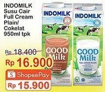 Promo Harga INDOMILK Susu UHT Cokelat, Full Cream Plain 950 ml - Indomaret