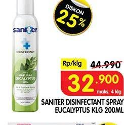 Promo Harga SANITER Air & Surface Sanitizer Aerosol Eucalyptus Oil 200 ml - Superindo