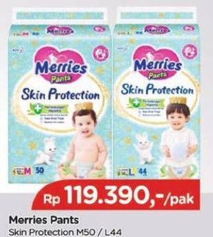 Promo Harga Merries Pants Skin Protection L44, M50 44 pcs - TIP TOP