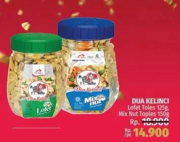 Promo Harga DUA KELINCI Kacang Lofet, Mix Nut 125 gr - LotteMart