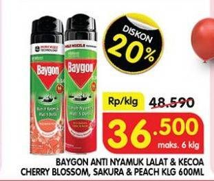 Promo Harga Baygon Insektisida Spray Cherry Blossom, Japanese Peach 600 ml - Superindo