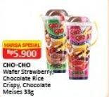 Promo Harga CHO CHO Wafer Snack Strawberry, Chocolate Rice Crispy, Chocolata Meises 33 gr - Alfamart