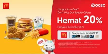 Promo Harga Nikmati Diskon 20% di McDelivery dengan Kartu Kredit OCBC  - McD