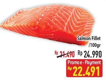 Promo Harga Salmon Fillet per 100 gr - Hypermart