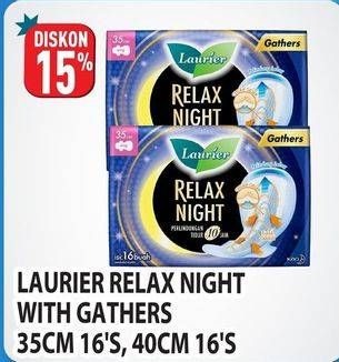 Promo Harga Laurier Relax Night Gathers 35cm, Gathers 40cm 16 pcs - Hypermart