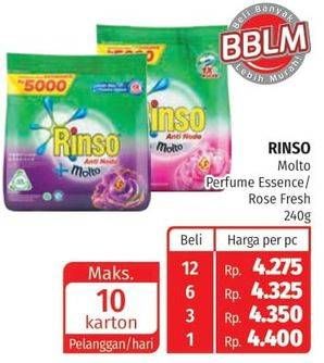 Promo Harga RINSO Anti Noda Deterjen Bubuk + Molto Pink Rose Fresh, + Molto Purple Perfume Essence 240 gr - Lotte Grosir