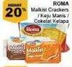 Promo Harga ROMA Malkist Crackers, Keju Manis, Cokelat Kelapa  - Giant
