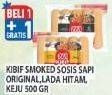 Promo Harga KIBIF Smoked Sosis Sapi Original, Lada Hitam, Keju 500 gr - Hypermart