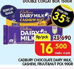 Promo Harga Cadbury Dairy Milk Cashew Nut, Fruit Nut, Original 90 gr - Superindo