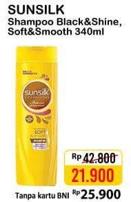 Promo Harga SUNSILK Shampoo Black Shine, Soft And Smooth 340 ml - Alfamart