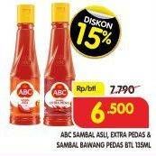 Promo Harga ABC Sambal Asli, Extra Pedas, Bawang Pedas 135 ml - Superindo