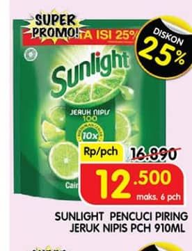 Promo Harga Sunlight Pencuci Piring Jeruk Nipis 100 910 ml - Superindo