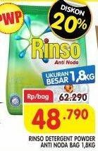 Promo Harga Rinso Anti Noda Deterjen Bubuk 1800 gr - Superindo