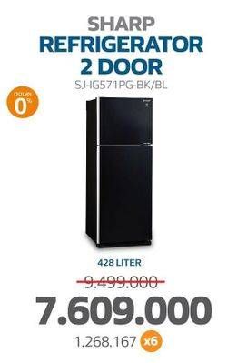 Promo Harga Sharp SJ-IG571PG-BK Refrigerator 2 Door  - Electronic City